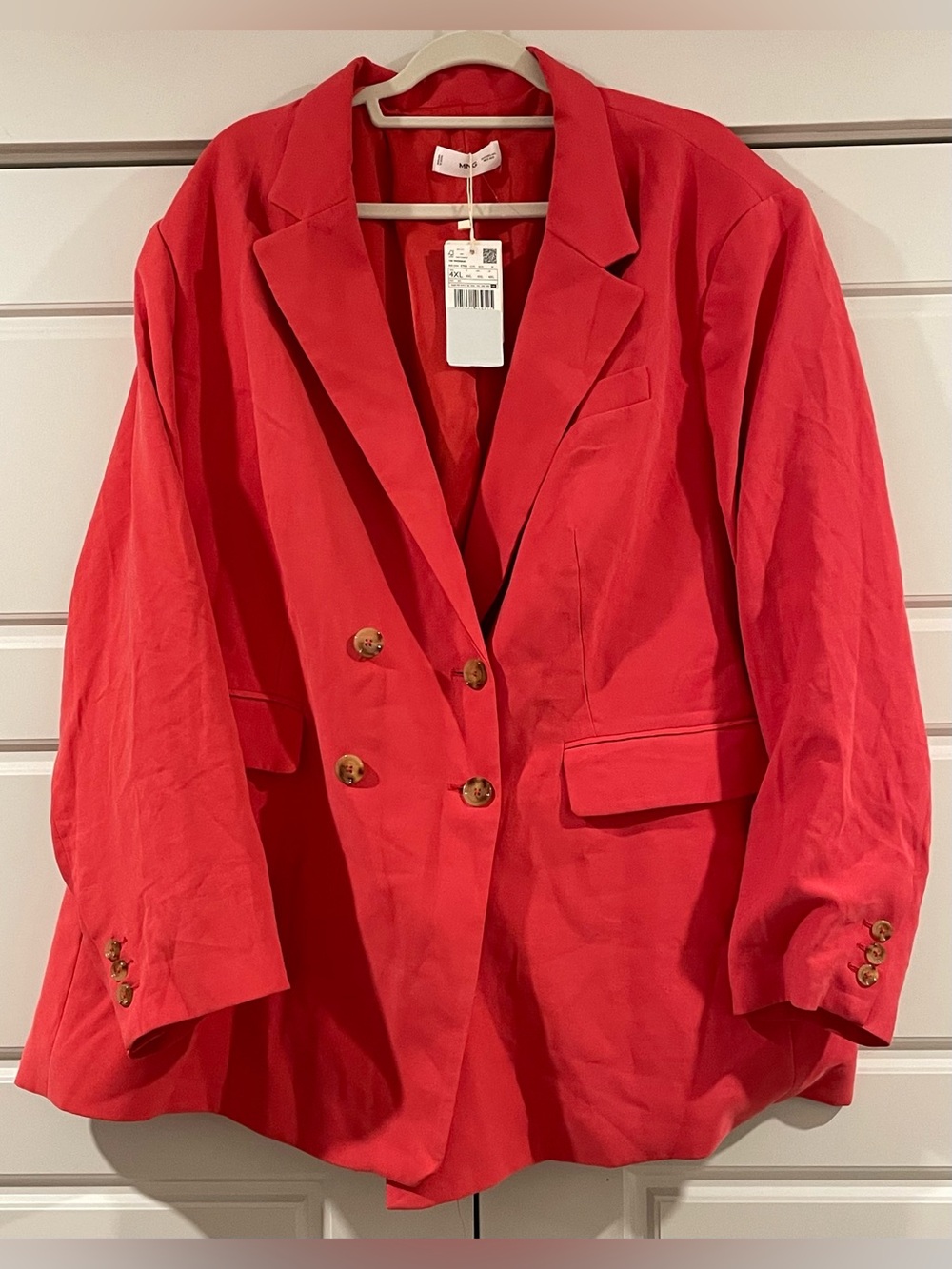 NWT Mango Bright Pink Redish Rose Double-Breasted Blazer